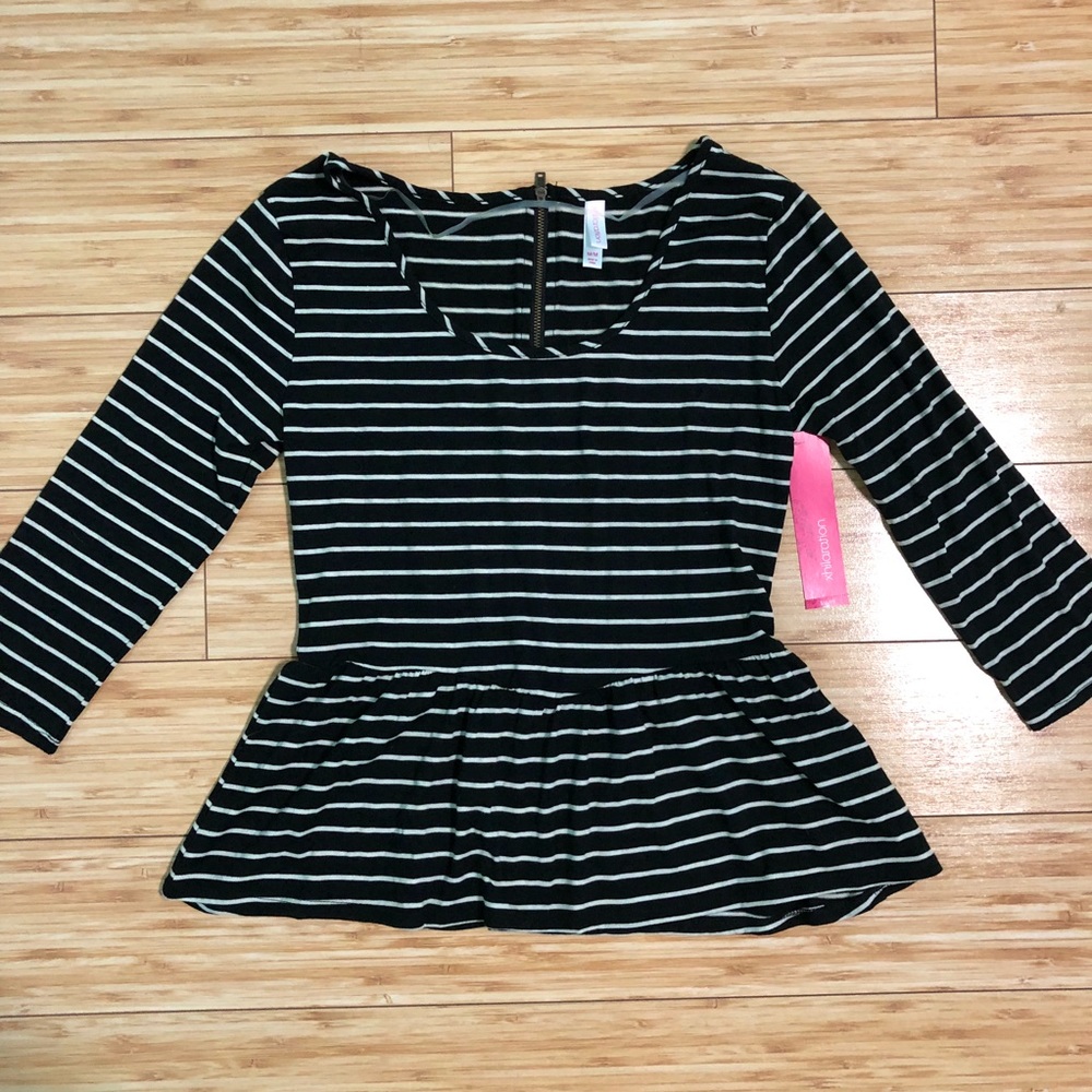Striped peplum top NWT